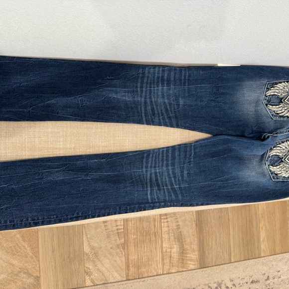 Miss Me Blue Boot Cut Jeans with Embroidered Pockets - Picture 2 of 7